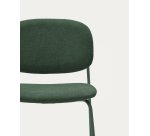 Chaise empilable Meli en chenille verte et pieds en métal vert FSC Mix Credit