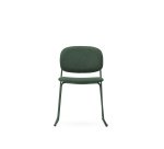 Chaise empilable Meli en chenille verte et pieds en métal vert FSC Mix Credit