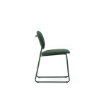Chaise empilable Meli en chenille verte et pieds en métal vert FSC Mix Credit