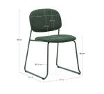 Chaise empilable Meli en chenille verte et pieds en métal vert FSC Mix Credit