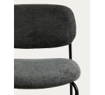 Tabouret empilable Meli en chenille grise et pieds en métal gris FSC Mix Credit 65 cm