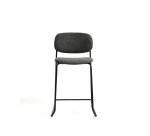 Tabouret empilable Meli en chenille grise et pieds en métal gris FSC Mix Credit 65 cm