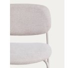 Tabouret empilable Meli en chenille beige et pieds en métal beige H.65 cm