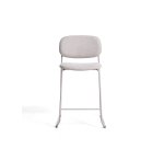 Tabouret empilable Meli en chenille beige et pieds en métal beige H.65 cm
