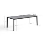 DE_Table Anafi en pierre frittée et aluminium graphite 220 x 100 cm