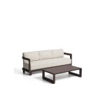 Ensemble Nerano canapé 3 places et table basse en aluminium marron