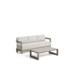 Nerano set with 3-seater sofa and coffee table in taupe aluminium