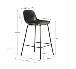 Tabouret Altea noir avec pieds en acier finition noire 65 cm