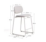 Tabouret empilable Meli en chenille beige et pieds en métal beige H.65 cm