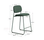 Tabouret empilable Meli en chenille verte et pieds en métal vert FSC Mix Credit 65 cm