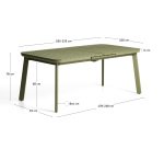Izola extendable outdoor table in aluminium with green finish 185 (235) x 100cm