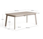 Table extensible d’extérieur Izola en aluminium avec finition taupe 185 (235) x 100 cm