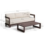 Ensemble Nerano canapé 3 places et table basse en aluminium marron