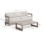 Nerano set with 3-seater sofa and coffee table in taupe aluminium