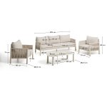 DE_Ensemble Aleria avec canapé 3 places, 2 fauteuils et table basse en aluminium et corde synthétique écru