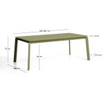 Table extensible Brela en aluminium vert 205(287) x 100 cm