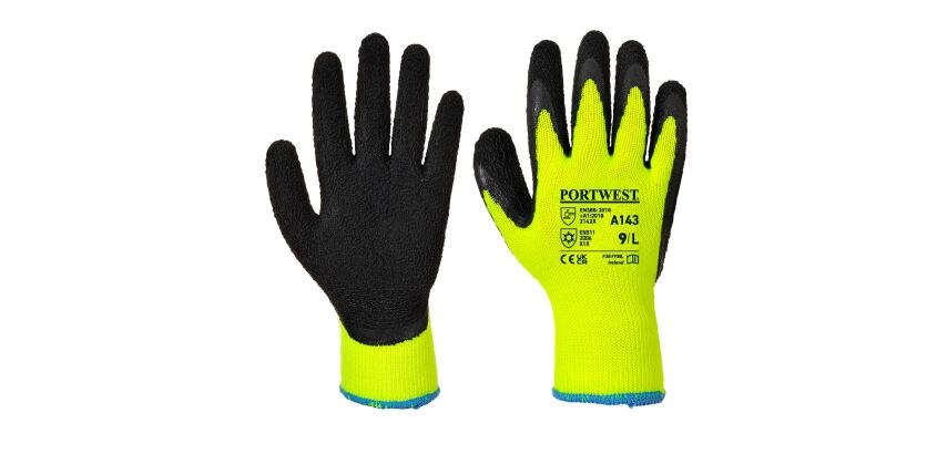 Portwest A143 Thermohandschuh Soft Grip Gelb/Schwarz - Größe M