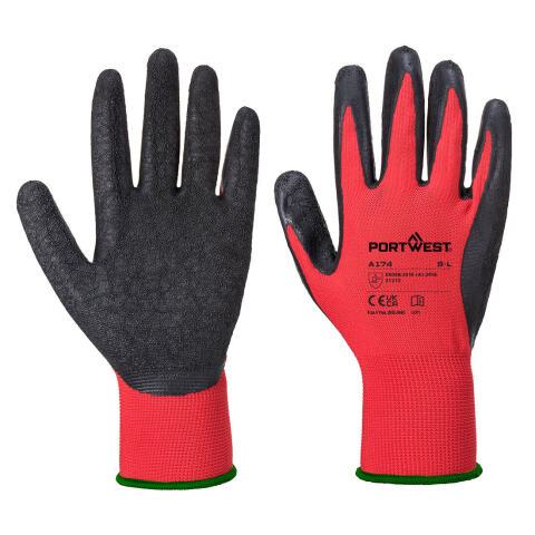 Portwest A174 Guante Flex Grip Látex Rouge/noir - Talla XL