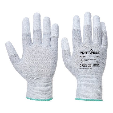 Portwest A198 Guante antiestático con las puntas cubiertas con PU Gris - Talla XXS
