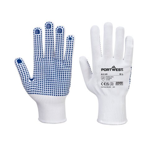 Portwest A110 Guante Polka Dot Blanc/Bleu - Talla XXL
