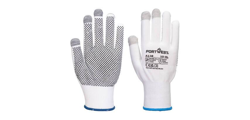 Portwest A118 Grip 13 Gant PVC avec picots pour écran tactile (12 paires)