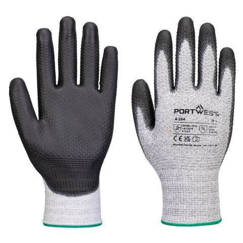 Portwest A124 Guante Grip 13 PU Diamond Knit (Pack 12) Gris/Noir - Talla XL