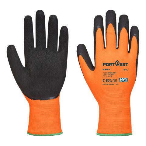 Portwest A340 Guante Grip de alta visibilidad - Látex Orange/Noir - Talla XXL