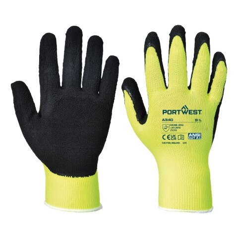 Portwest A340 Guante Grip de alta visibilidad - Látex Jaune - Talla XL