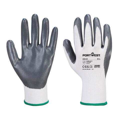 Portwest A310 Guante de Nitrilo Flexo Grip Gris/Blanc - Talla XXL