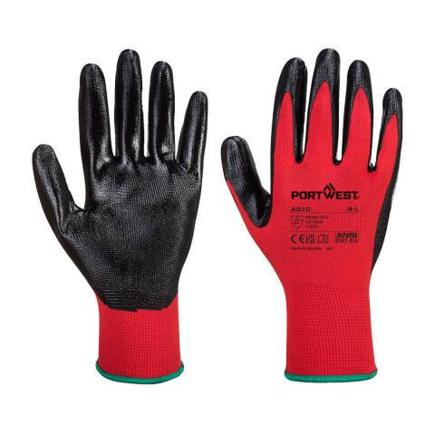 Portwest A310 Guante de Nitrilo Flexo Grip Rouge/noir - Talla L