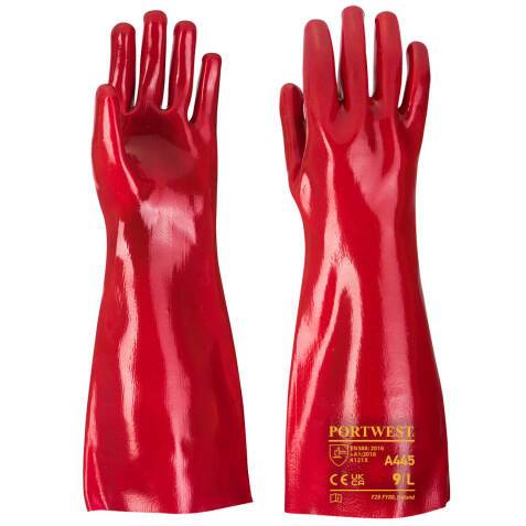 Portwest A445 Gants PVC Rouge, longueur 45 cm - Taille XL