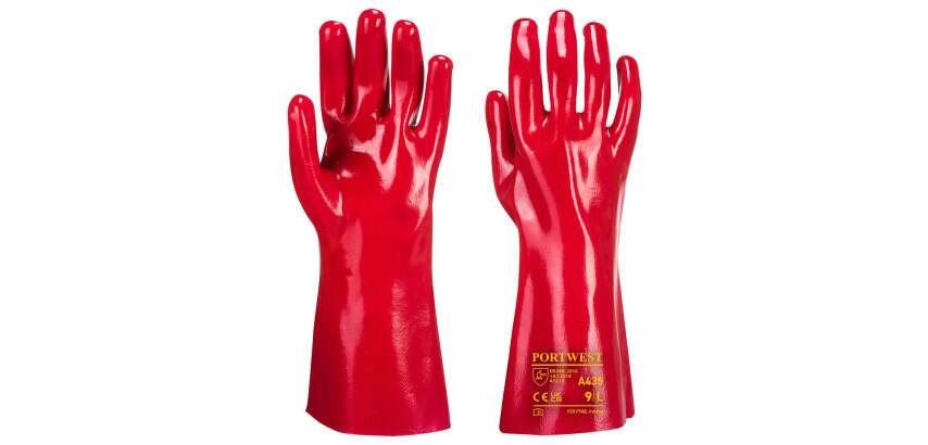 Portwest A435 PVC Gloves Red, 35 cm length - Size XL - Pair