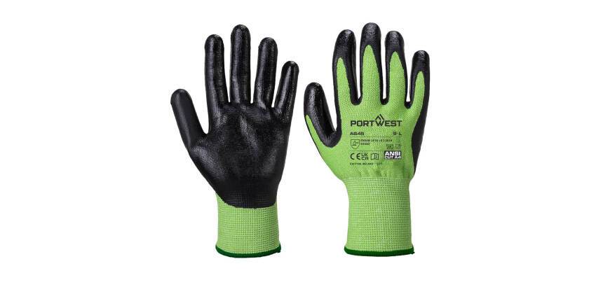 Portwest A645 Gant GreenCut mousse nitrile coupure D - La paire