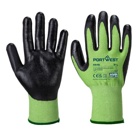 Portwest A645 Guante Green Cut, con espuma de Nitrilo Vert/Noir - Talla XXL
