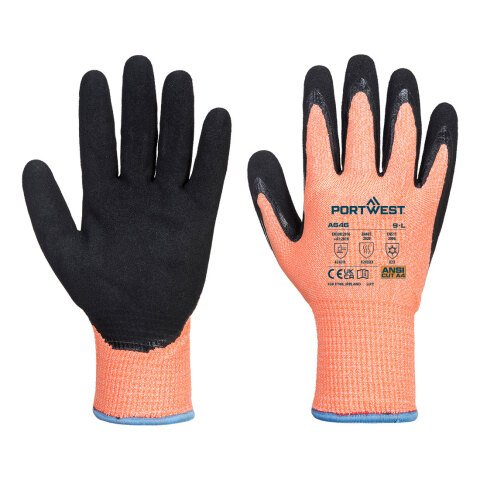 Portwest A646 Guante de Nitrilo Vis-Tex Winter Cut D13 Orange/Noir - Talla XXXL