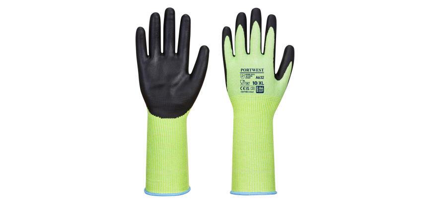 Portwest A632 Gant anti-coupure D poignet long mousse nitrile - La paire