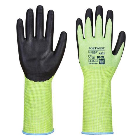 Portwest A632 Guante verde resistente al corte con manguito largo Vert/Noir - Talla XXXL