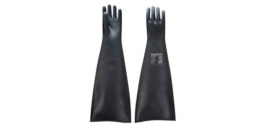 Portwest A803 Gant Caooutchouc Latex Lourd 60 cm Noir - La paire