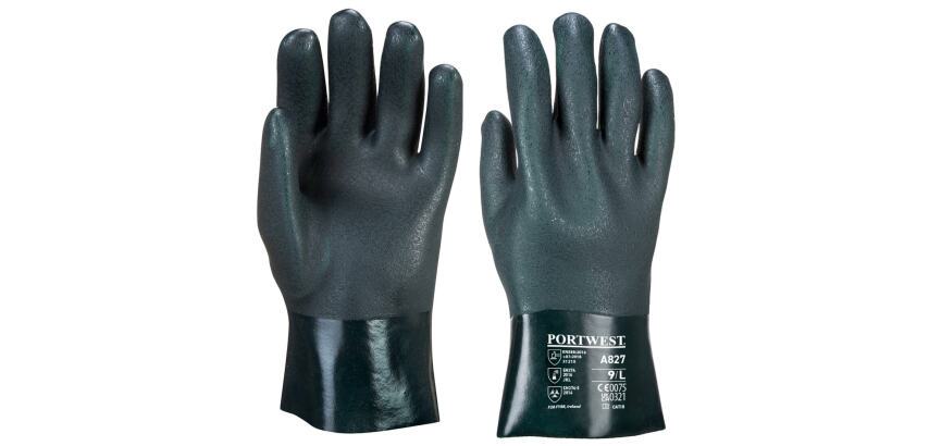 Portwest A827 PVC 27cm double-dip Glove Green - Size XL - Pair