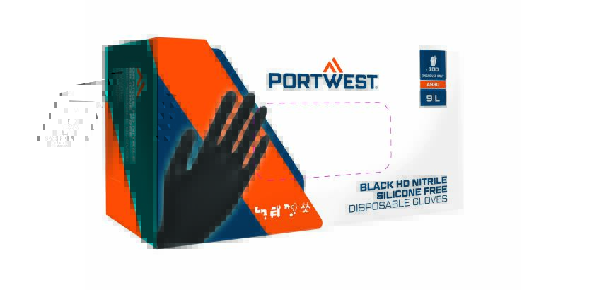 Portwest Non-powdered disposable nitrile glove - Box of 100 gloves