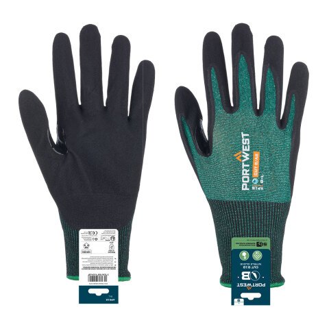 Portwest APR15 Guante SG Cut B18 Nitrile (Envase expositor) Vert/Noir - Talla XXL