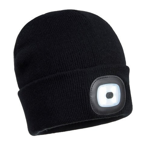 Portwest B029 Gorro Beanie con LED recargable por USB Noir