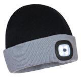 Portwest B034 Two Tone LED Rechargeable Beanie Noir/Gris