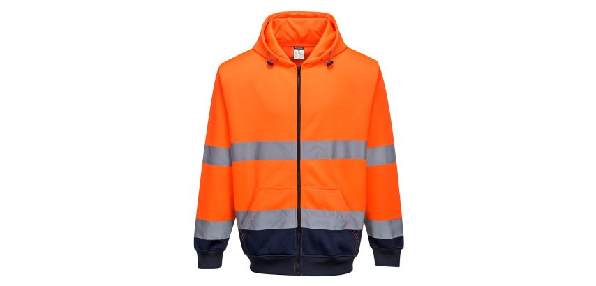 Portwest B317 Felpa Bicolore con cappuccio e zip intera Hi-Vis