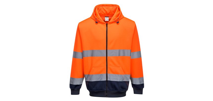 Portwest B317 Sweat Hi-Vis bicolore zippé à capuche
