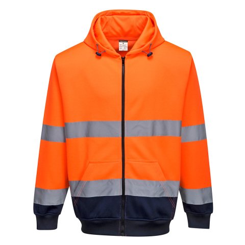 Portwest B317 Sudadera con capucha y cremallera de alto contraste Orange/Marine - Talla XXXL