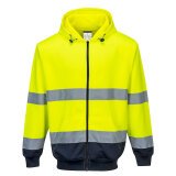 Portwest B317 Felpa Bicolore con cappuccio e zip intera Hi-Vis