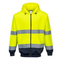 Portwest B317 Felpa Bicolore con cappuccio e zip intera Hi-Vis