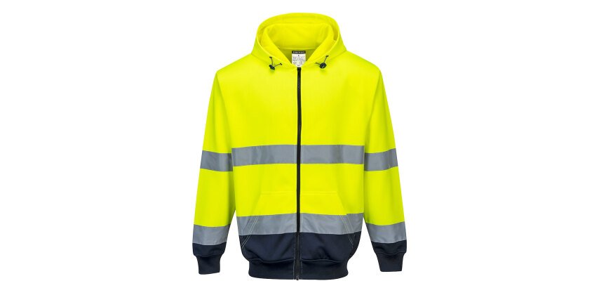 Portwest B317 Sweat Hi-Vis bicolore zippé à capuche