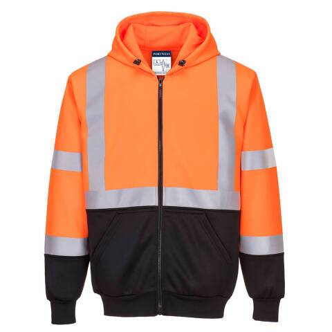 Portwest B315 Sudadera de alta visibilidad bicolor, con capucha y cremallera Orange/Noir - Talla XXXL